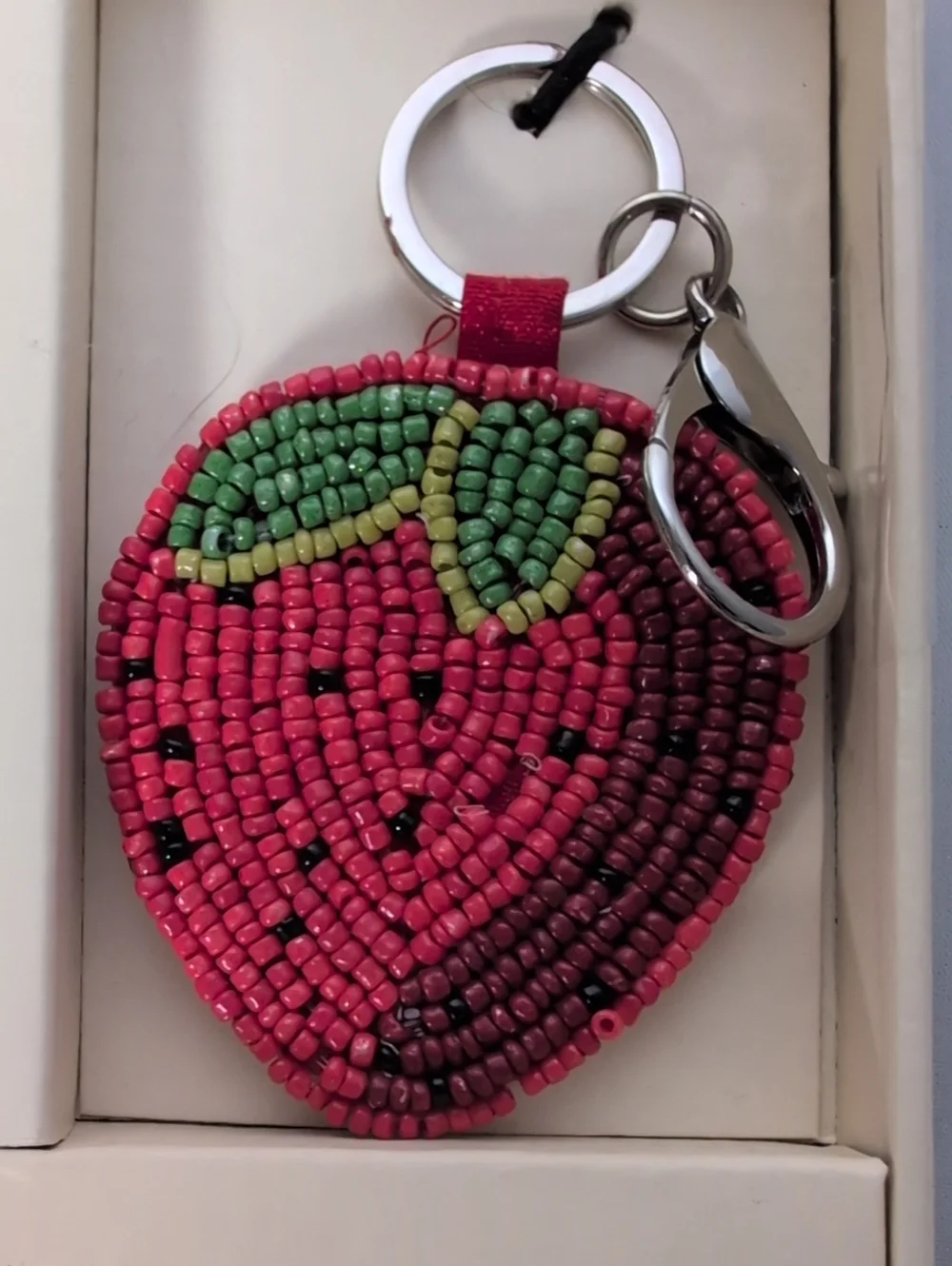 Sol and Mer Hand Beaded Strawberry Coin Purse & Key Chain/Bag Charm